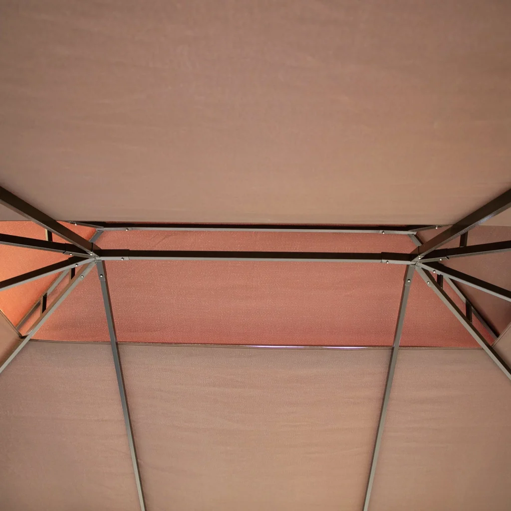Gazebo da Giardino con Doppio Tetto e Zanzariera in Poliestere Caffè 2.9x3.9m - Image 9