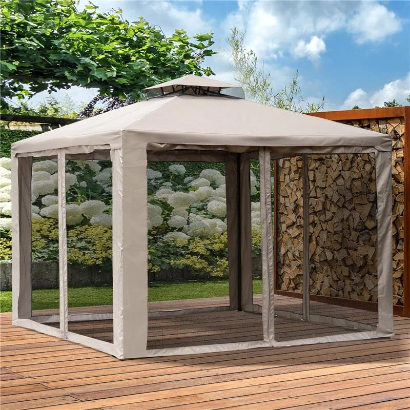GAZEBO DA GIARDINO CON ZANZARIERA IN METALLO E POLIESTERE 294 X 294 CM - Image 4