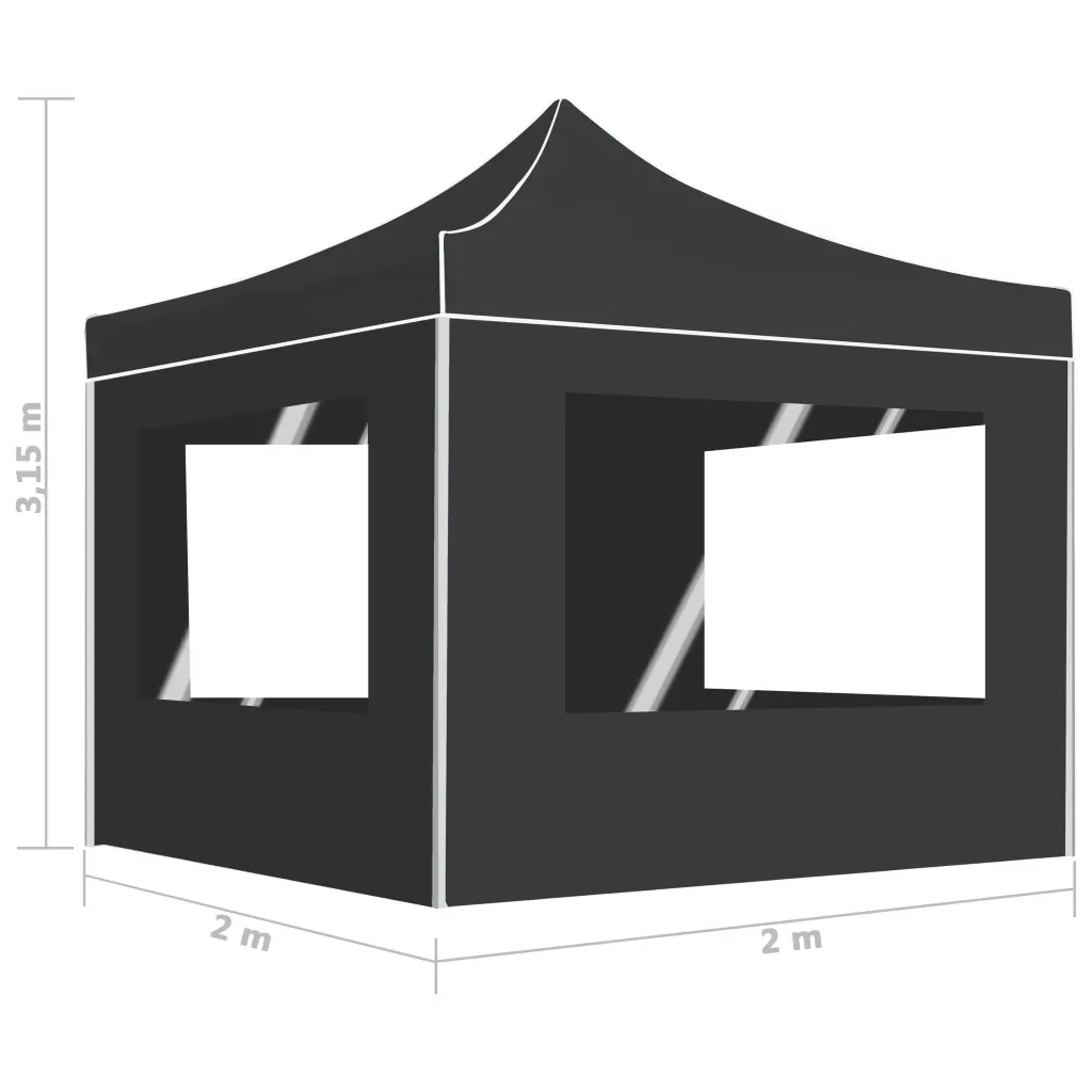 Gazebo Pieghevole con Pareti Alluminio 2x2 m Antracite 48932 - Image 8