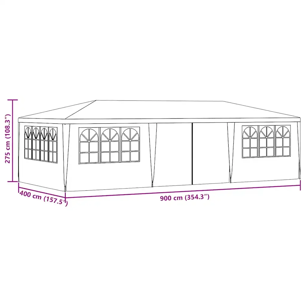 Gazebo Professionale con Pareti 4x9 m Bianco 90 g/m² 48529 - Image 10