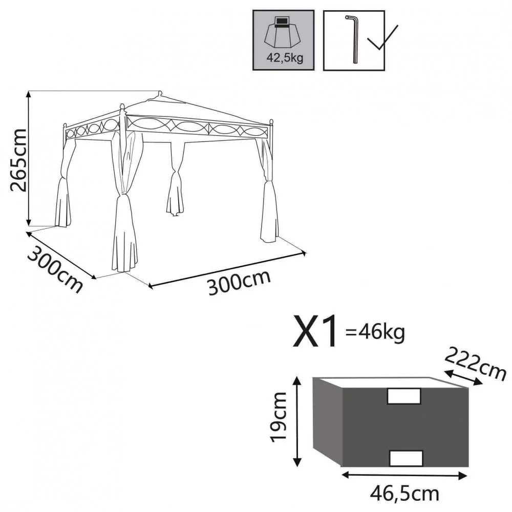 Gazebo Siwa 3x3x2,60 h m in Acciaio Antracite - Image 3