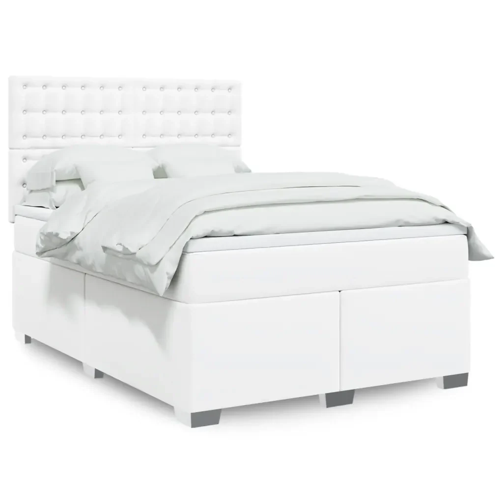 Giroletto a Molle con Materasso Bianco 140x190 cm in Similpelle 3290721