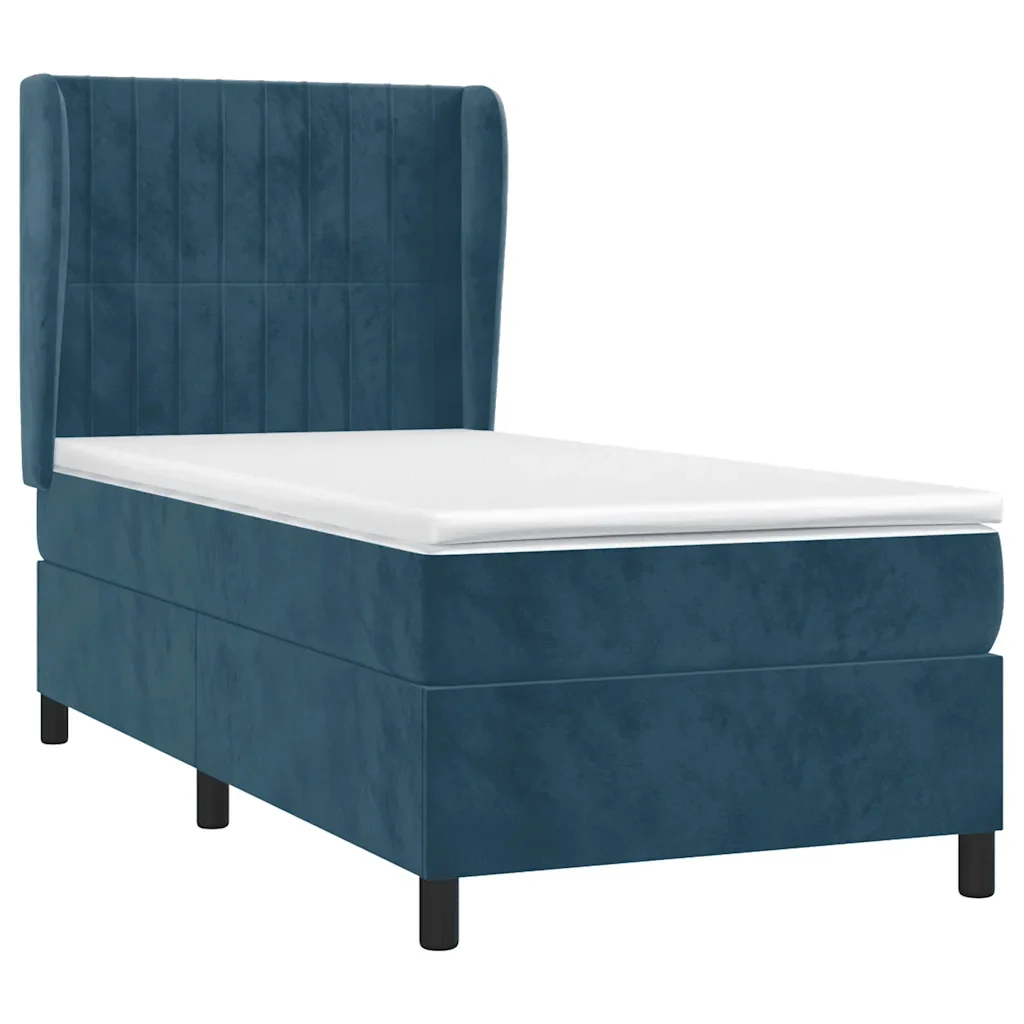Giroletto a Molle con Materasso Blu Scuro 80x200 cm in Velluto - Image 3