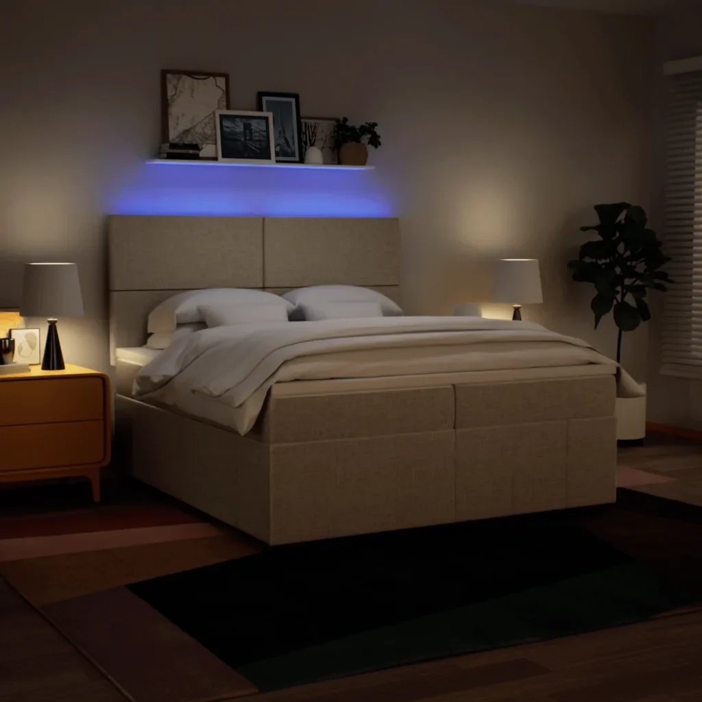 Giroletto a Molle con Materasso Crema 200x200 cm in Tessuto - Image 4