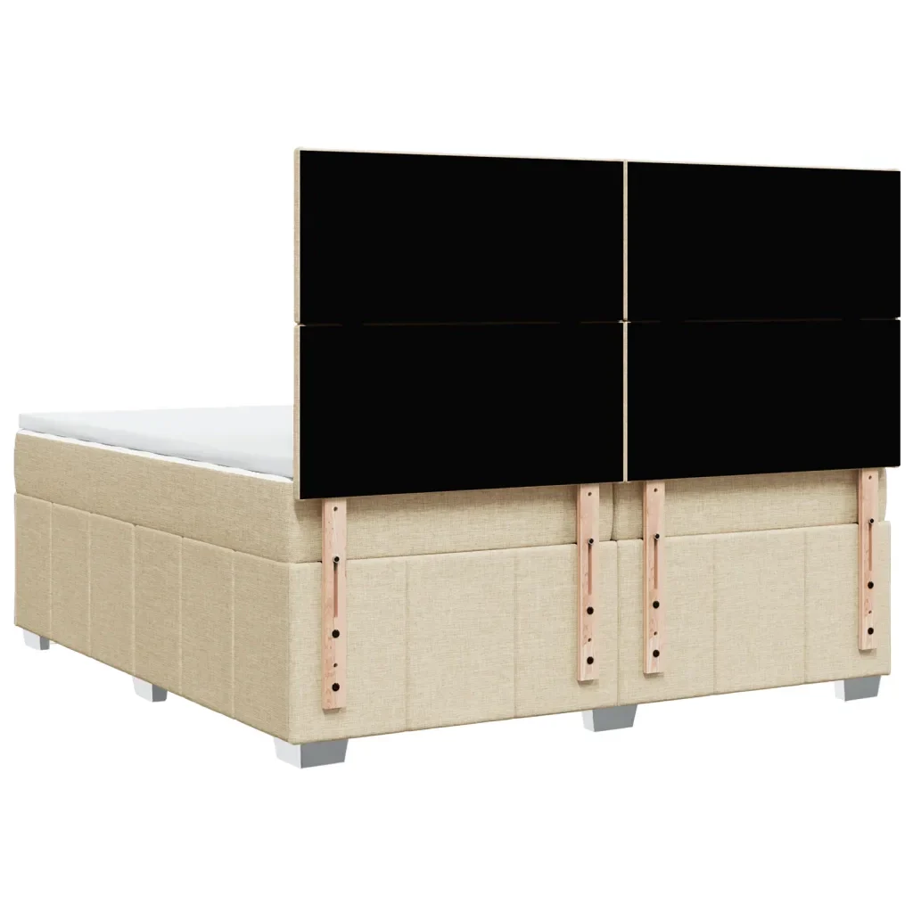 Giroletto a Molle con Materasso Crema 200x200 cm in Tessuto - Image 8