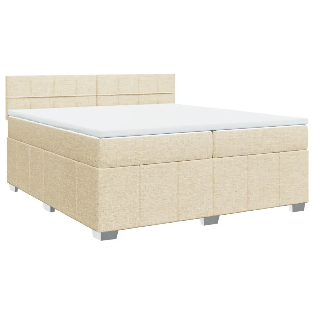 Giroletto a Molle con Materasso Crema 200x200 cm in Tessuto - Image 2