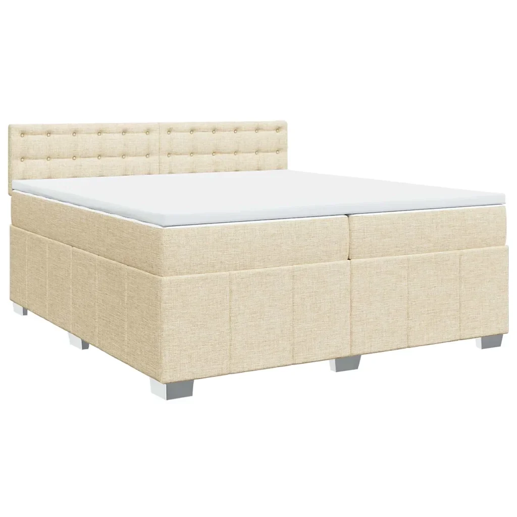 Giroletto a Molle con Materasso Crema 200x200 cm in Tessuto - Image 3