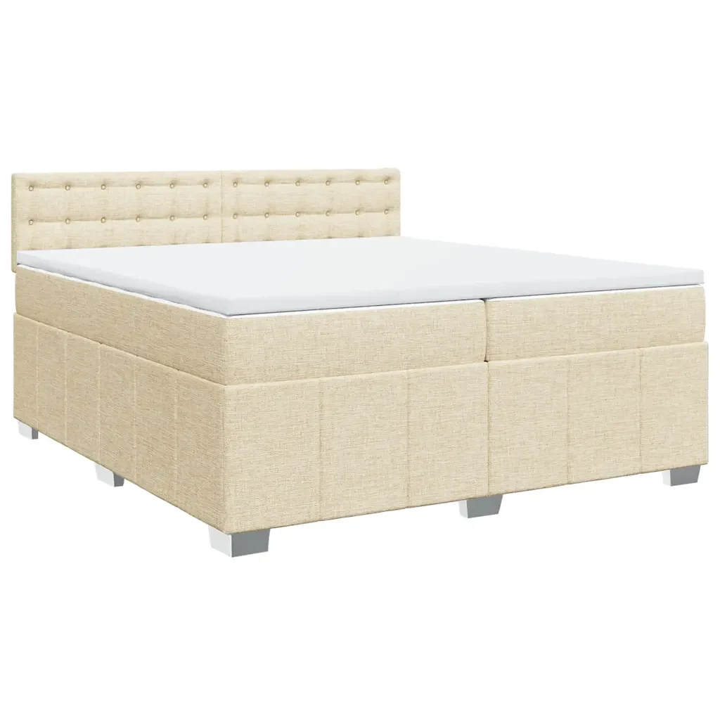 Giroletto a Molle con Materasso Crema 200x200 cm in Tessuto - Image 2