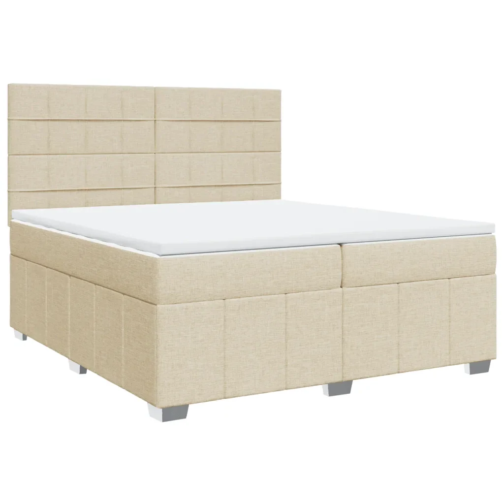 Giroletto a Molle con Materasso Crema 200x200 cm in Tessuto - Image 2