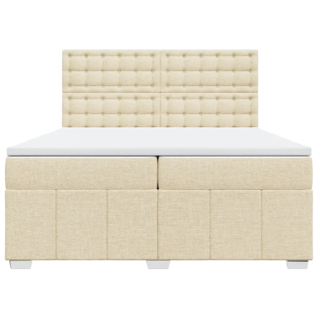 Giroletto a Molle con Materasso Crema 200x200 cm in Tessuto - Image 4