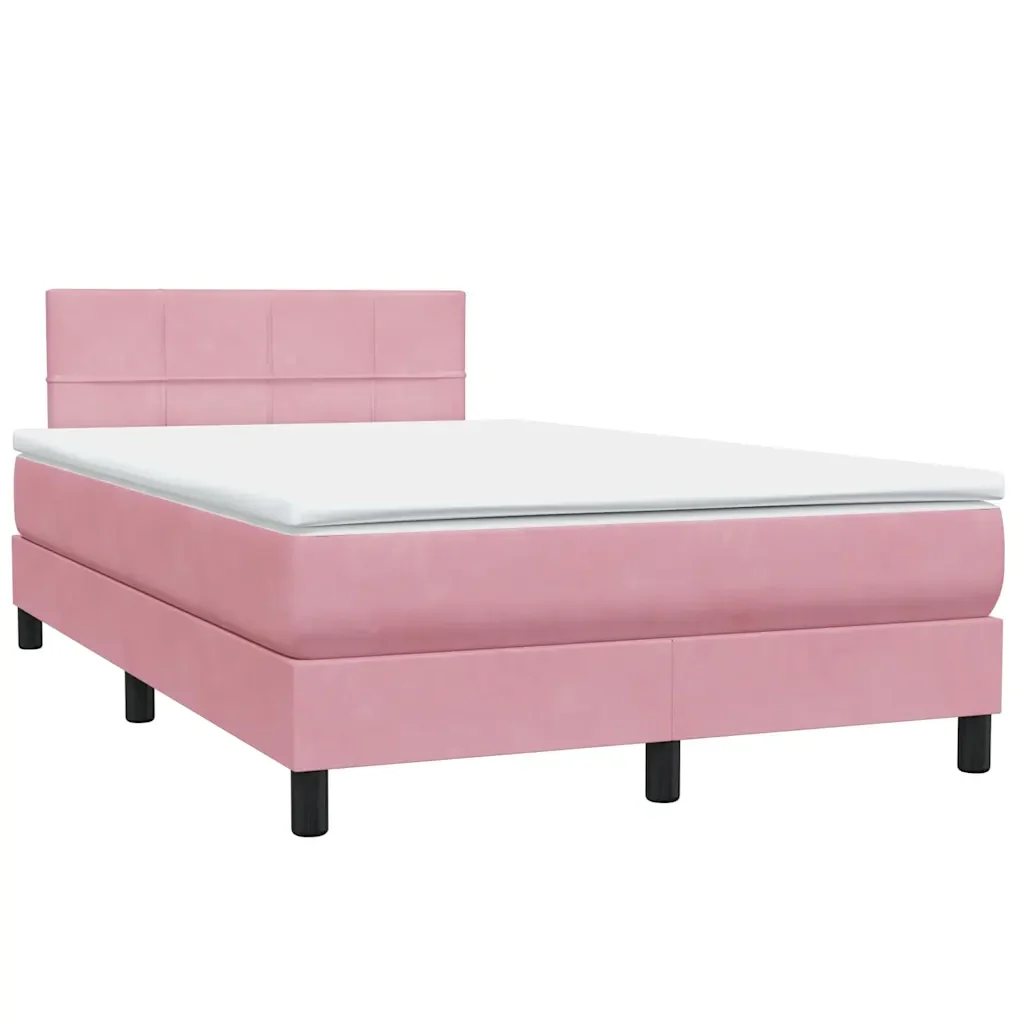 Letto a Molle con Materasso e LED Rosa 120x210 cm in Velluto 3316880 - Image 5