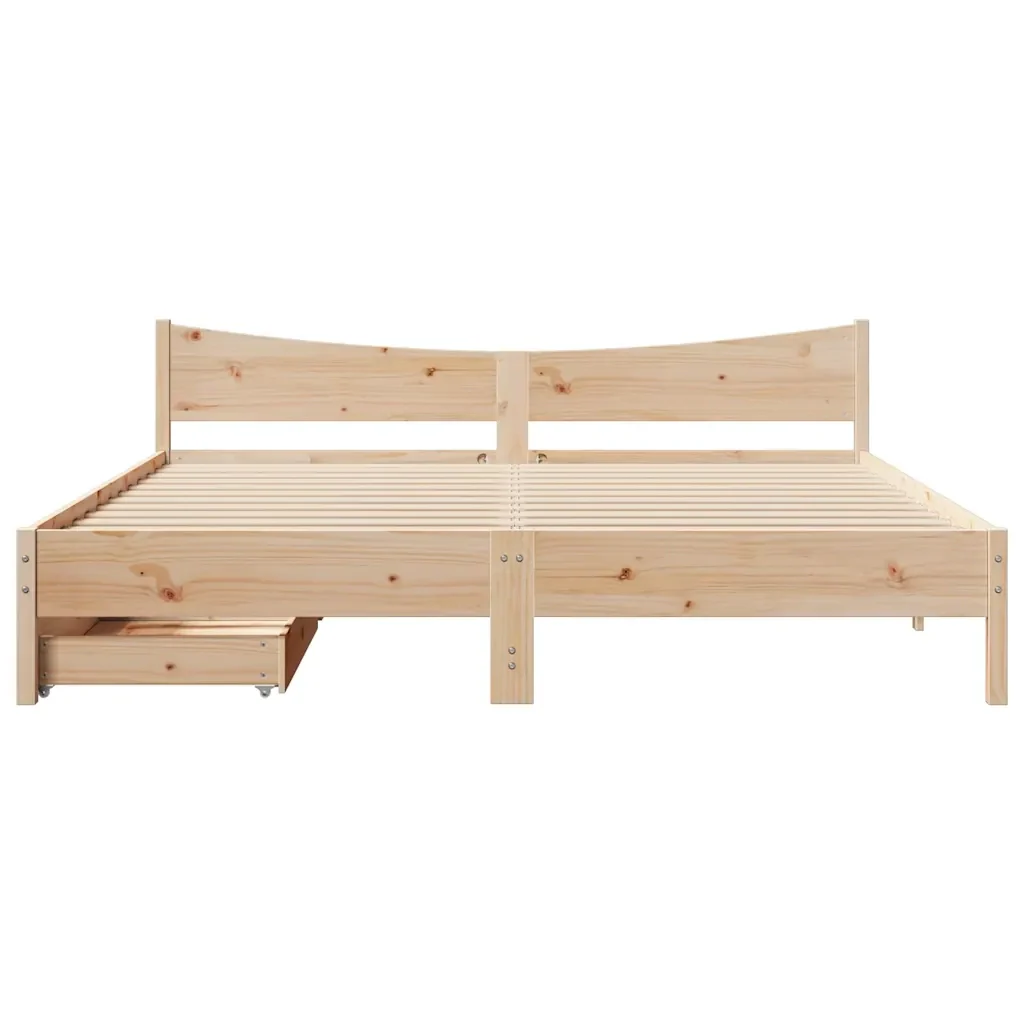 Giroletto con Cassetti 200x200 cm in Legno Massello di Pino 3301893 - Image 4