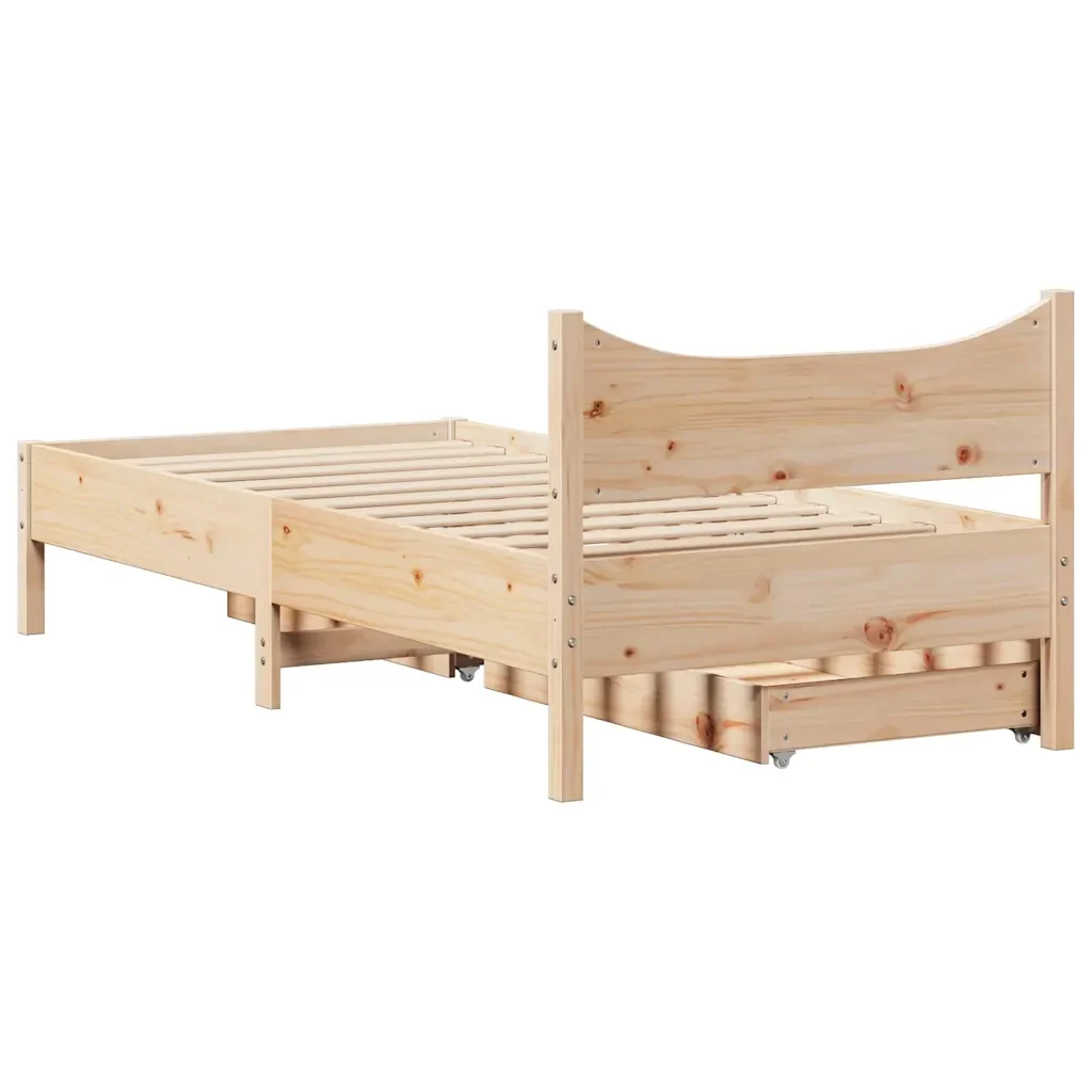 Giroletto con Cassetti 90x200 cm in Legno Massello di Pino 3301914 - Image 8