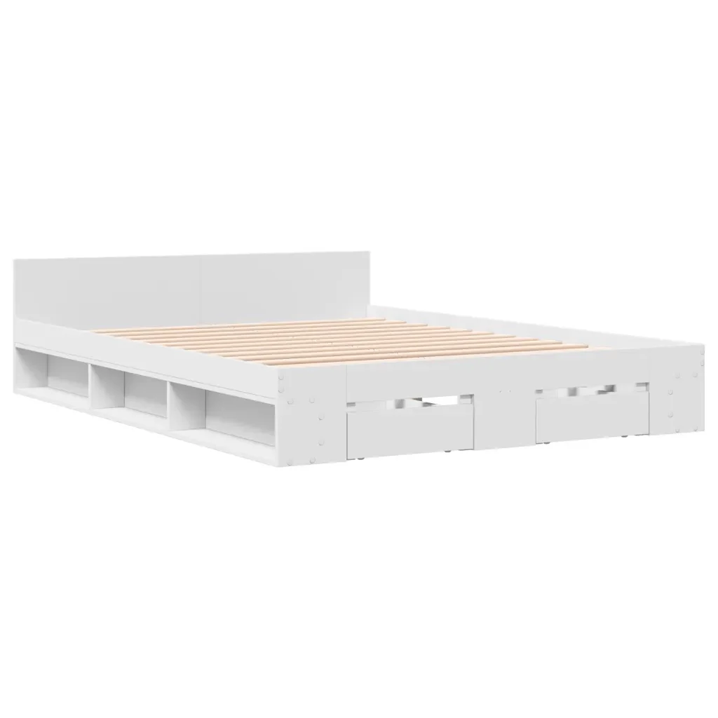 Giroletto con Cassetti Bianco 135x190 cm in Legno Multistrato - Image 3