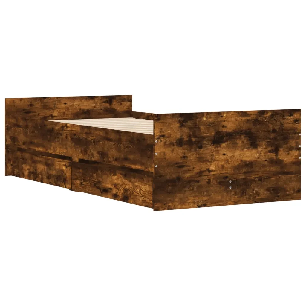 Giroletto con Cassetti Rovere Fumo 75x190 cm Small Single - Image 2