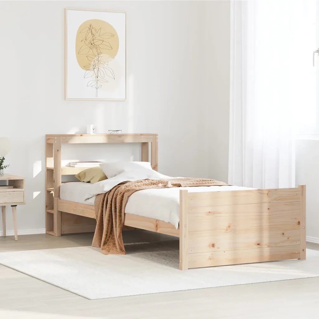 Giroletto con Testiera 90x190 cm in Legno Massello di Pino 3306007