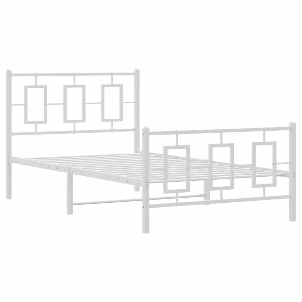 Giroletto con Testiera e Pediera Metallo Bianco 100x200 cm 374303 - Image 3