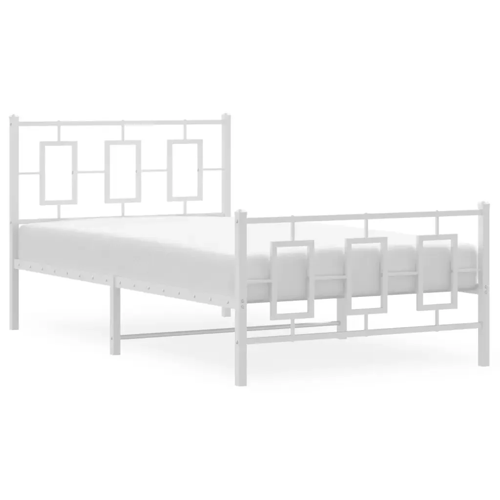 Giroletto con Testiera e Pediera Metallo Bianco 100x200 cm 374303 - Image 4