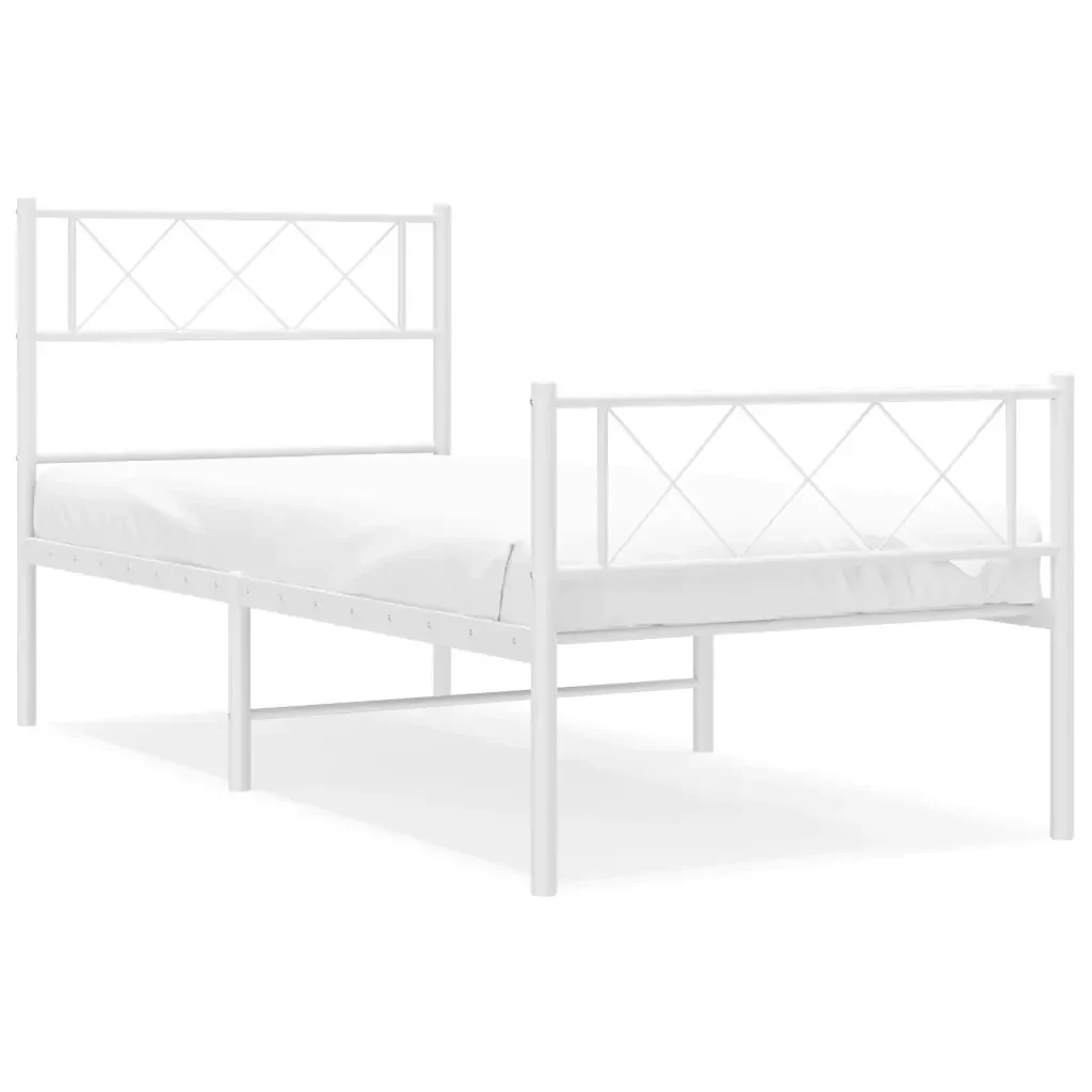 Giroletto con Testiera e Pediera Metallo Bianco 90x200 cm 372337 - Image 2