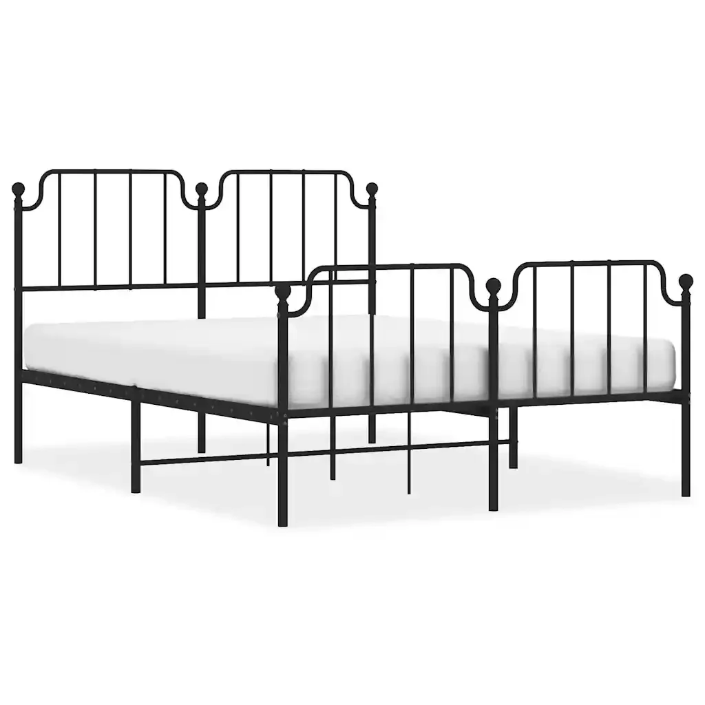 Giroletto con Testiera e Pediera Metallo Nero 135x190 cm 373904 - Image 2