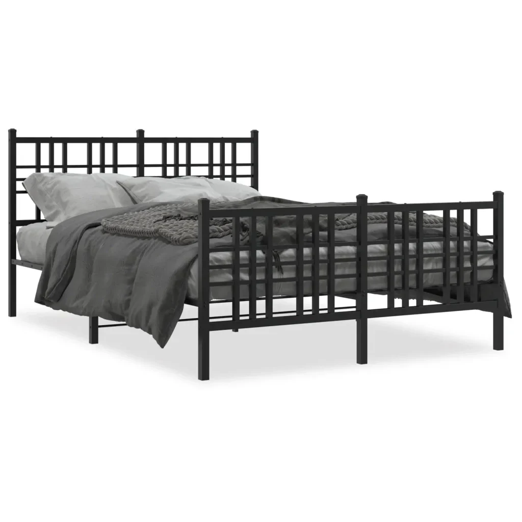 Giroletto con Testiera e Pediera Metallo Nero 140x190 cm 376342 - Image 2