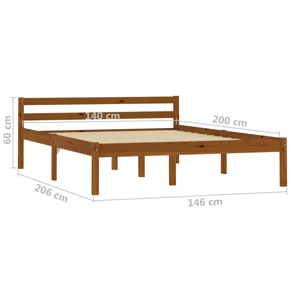 Giroletto senza Materaso Ambrato in Legno di Pino 140x200 cm 283211 - Image 6