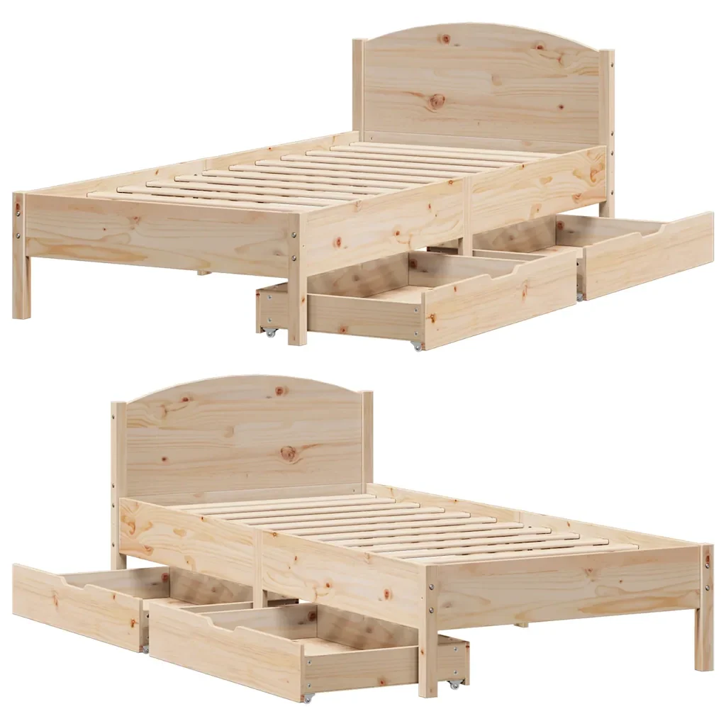 Giroletto senza Materasso 100x200 cm in Legno Massello di Pino 3301842 - Image 9
