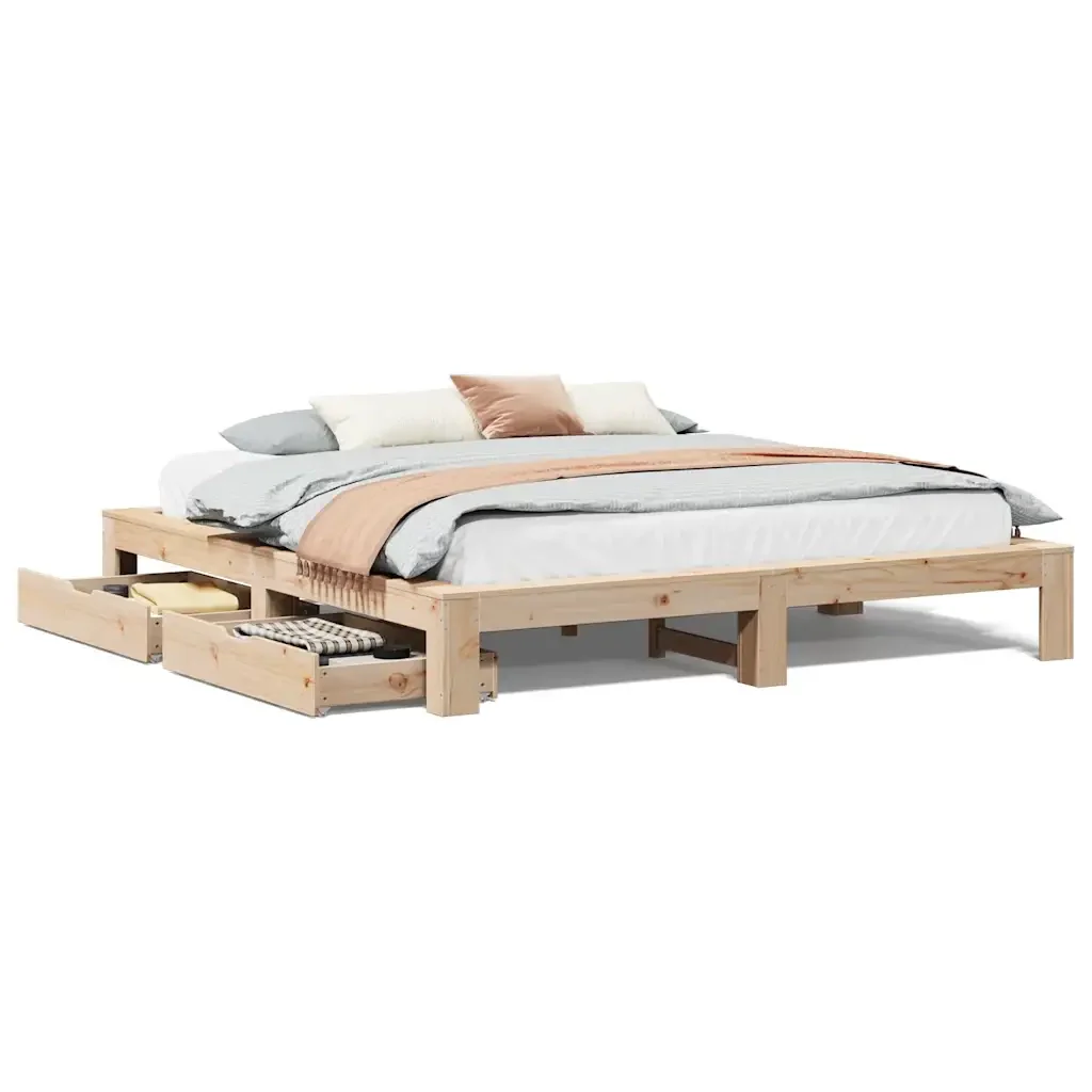 Giroletto senza Materasso 200x200 cm in Legno Massello di Pino 3308987 - Image 2