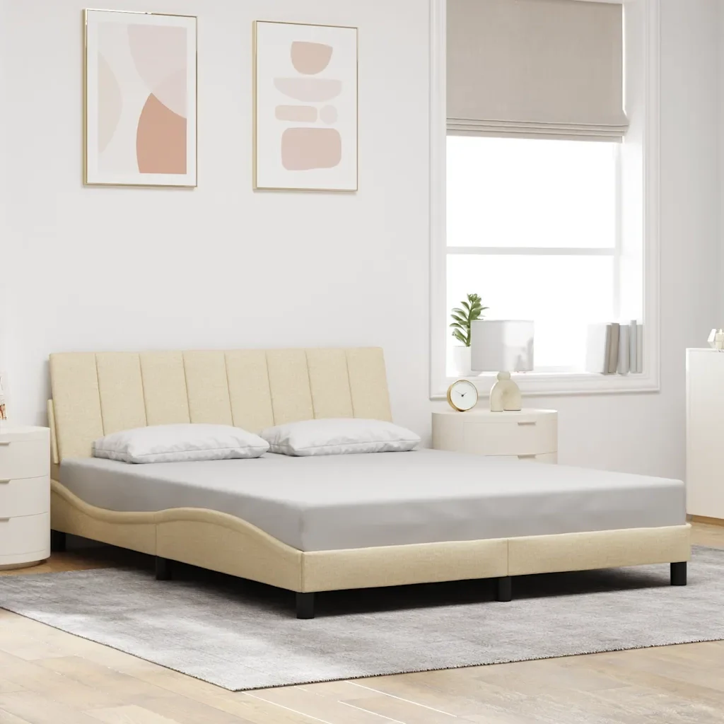 Giroletto senza Materasso Hanko Crema 160x200 cm in Tessuto 3310473