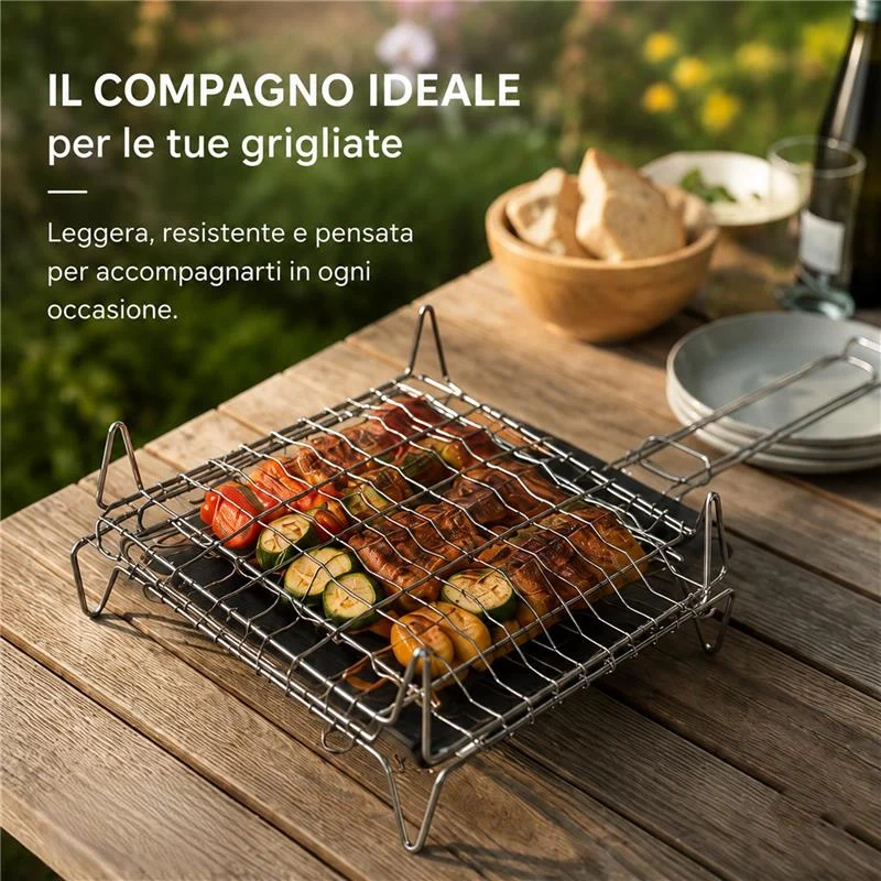GRATICOLA BOMBATA CON PIEDINI IN ACCIAIO DIMENSIONI 27X37CM - Image 2