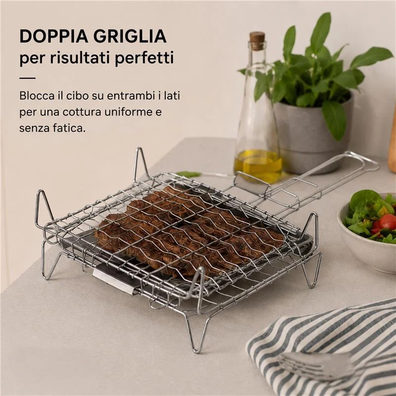 GRATICOLA BOMBATA CON PIEDINI IN ACCIAIO DIMENSIONI 27X37CM - Image 3