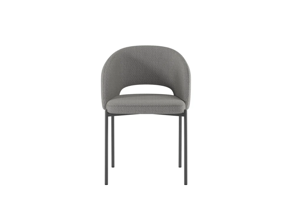 Sedia Greta in tessuto grigio chiaro con struttura antracite - Seduta imbottita design circolare avvolgente Stones - Image 2