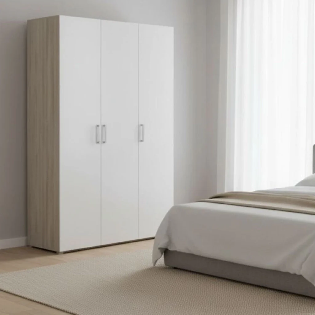 Guardaroba grande Dania, Mobile camera da letto, Cabina armadio portabiti, Armadio appendiabiti, 119x51 h185 cm, Rovere e Bianco opaco - Image 2