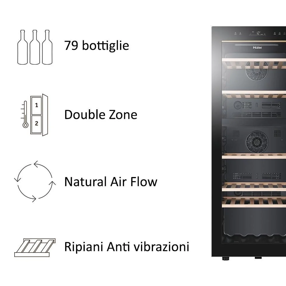 Haier Wine Bank 50 Serie 5 HWS79GDG Cantinetta vino con compressore Libera installazione Nero 79 bottiglia/bottiglie - Image 6
