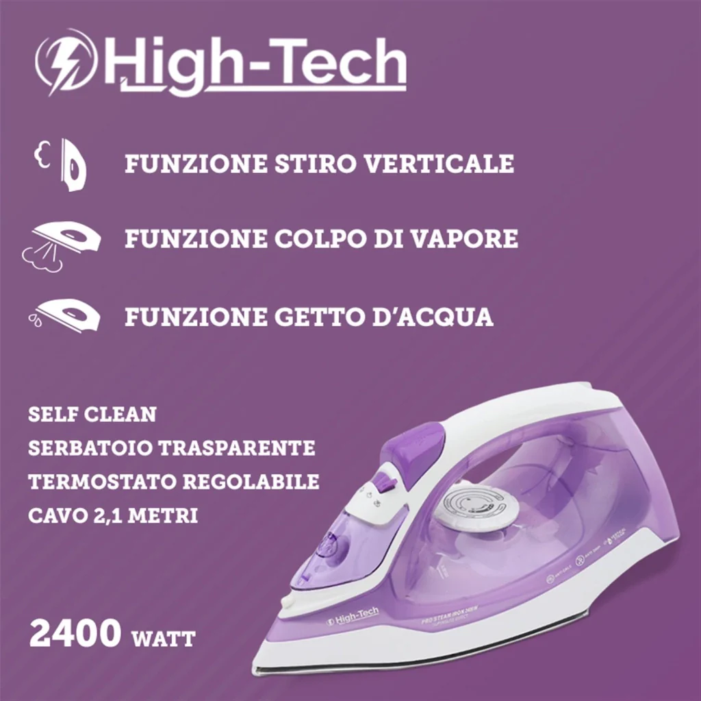 HIGH- TECH FERRO DA STIRO CON PIASTRA IN ACCIAIO 2000 W - Image 8