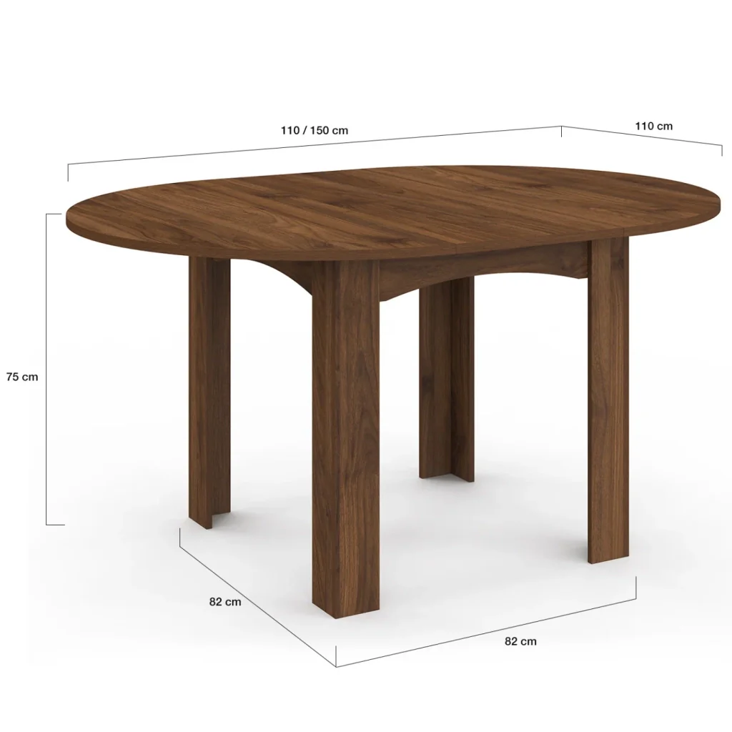 IDMarket - DONA tavolo da pranzo rotondo allungabile 4-8 persone noce 110-150 cm - Image 5