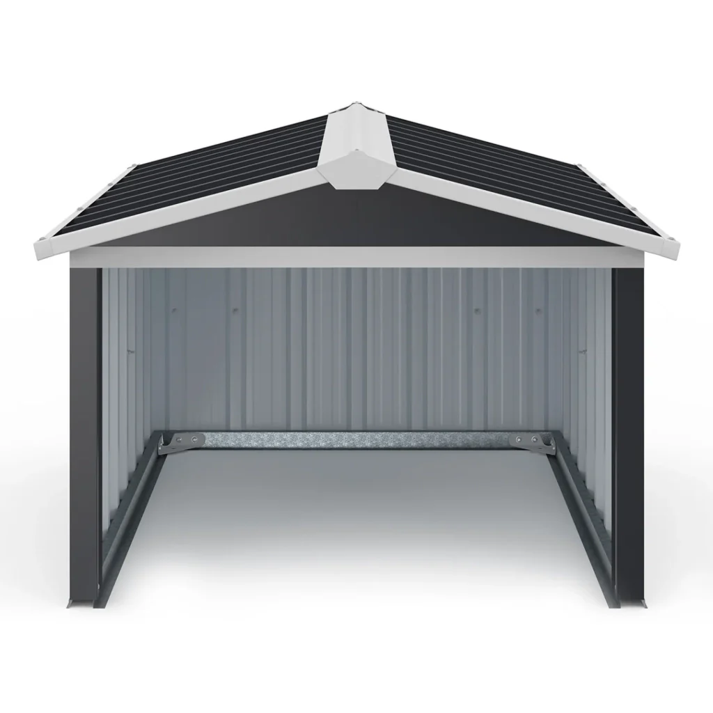 IDMarket - Garage per tosaerba robotizzato tetto a 2 spioventi metallo grigio antracite 86 x 98 x 62 cm - Image 3