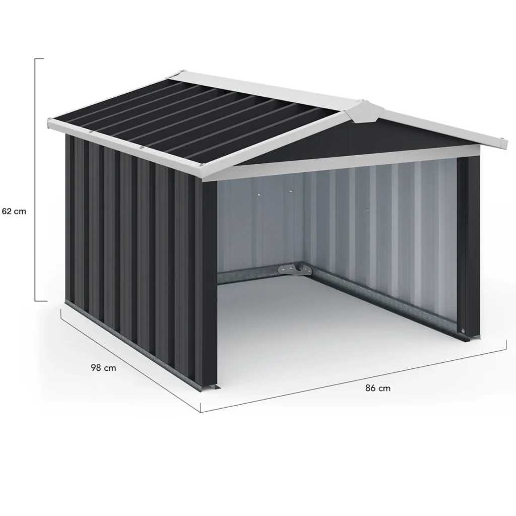 IDMarket - Garage per tosaerba robotizzato tetto a 2 spioventi metallo grigio antracite 86 x 98 x 62 cm - Image 4