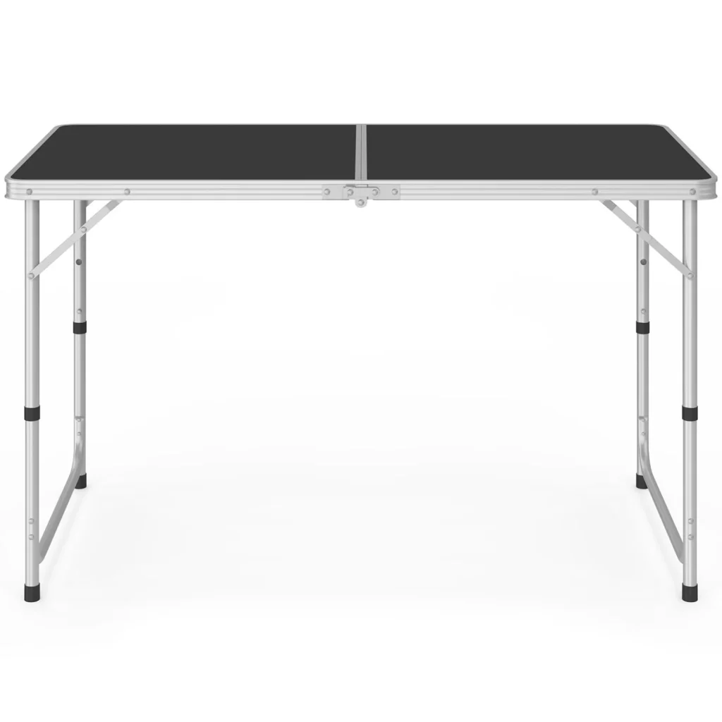 IDMarket - Tavolo da campeggio pieghevole regolabile in altezza da 120 cm e 4 sgabelli neri - Image 5