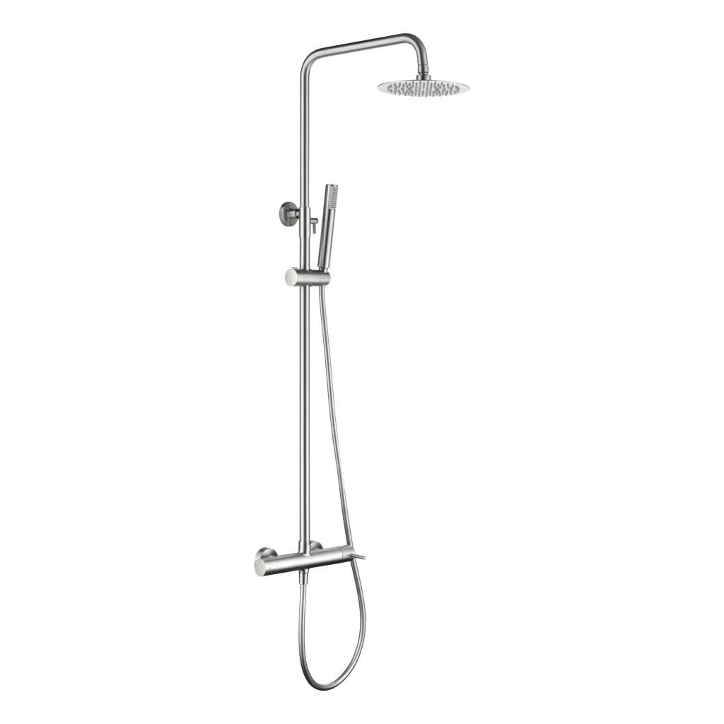 IMEX Colonna Doccia Miscelatore Monza Monocomando Asta Estensibile Soffione 20 cm Anticalcare Cartuccia Ceramica 35 mm Acciaio-Ottone Nikel Spazzolato Imex-BDM039-NQ - Image 2