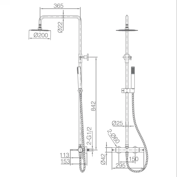 IMEX Colonna Doccia Miscelatore Monza Monocomando Asta Estensibile Soffione 20 cm Anticalcare Cartuccia Ceramica 35 mm Acciaio-Ottone Nikel Spazzolato Imex-BDM039-NQ - Image 6