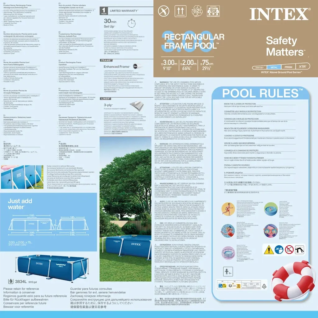 INTEX Piscina Rectangular Frame 300x200x75 cm 3202754 - Image 6