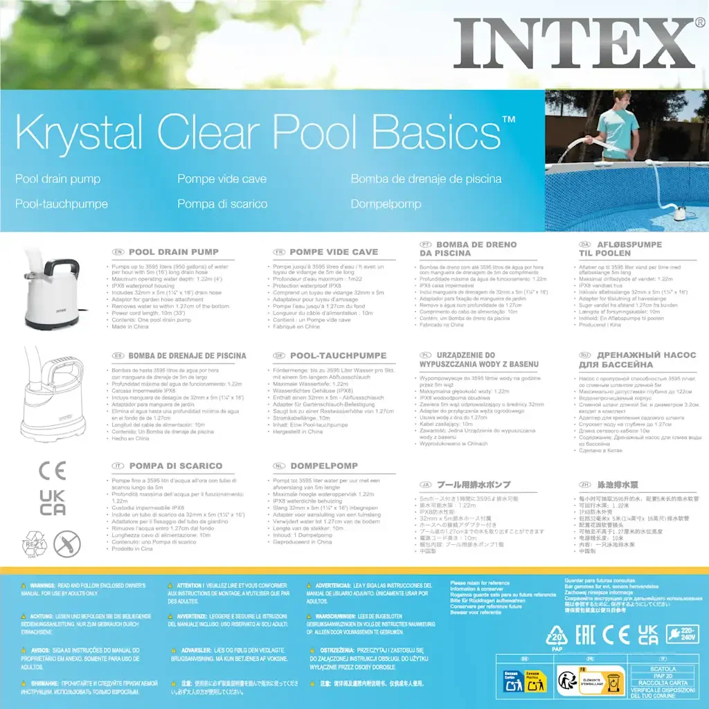 INTEX Pompa di Scarico per la Piscina 3595 L/h 92535 - Image 7