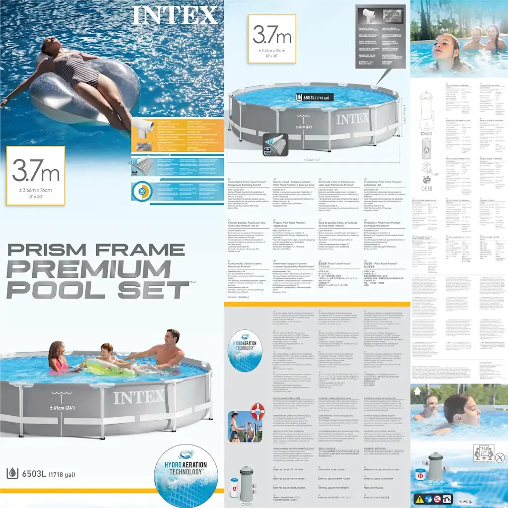 INTEX Set Piscina Prism Frame Premium 366x76 cm 92518 - Image 7