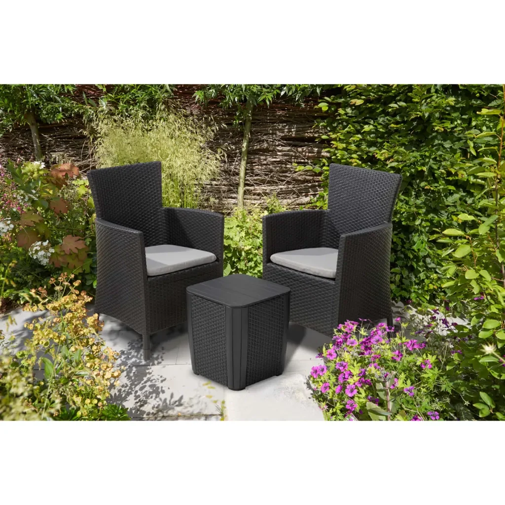 Keter Set da Pranzo per Esterni 3 pz Iowa Grafite 223929 408935 - Image 3