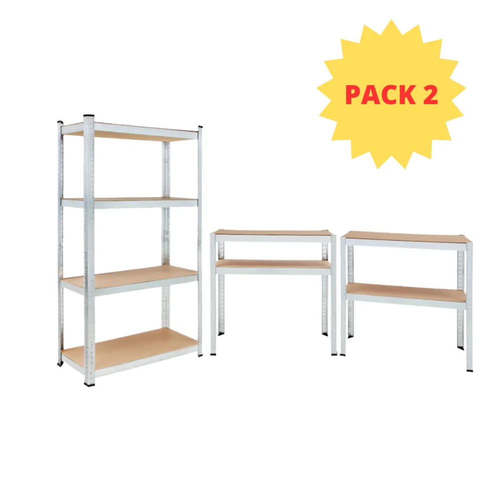 KIT 2 Scaffali in MDF Zincato 4 Ripiani: 75x30x150cm Portata 400KG (100kg a Ripiano) - Image 4