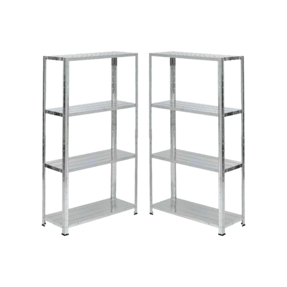 KIT 2 Scaffali in Metallo 4 Ripiani: 70X26X127cm - Portata totale 120kg (30KG a Ripiano)