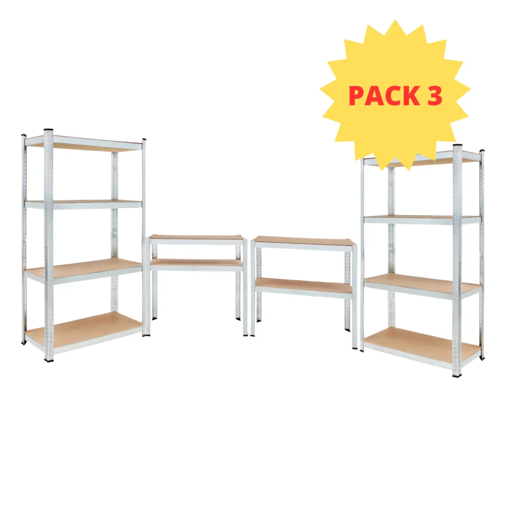 KIT 3 Scaffali in MDF Zincato 4 Ripiani: 75x30x150cm Portata 400KG - Image 3