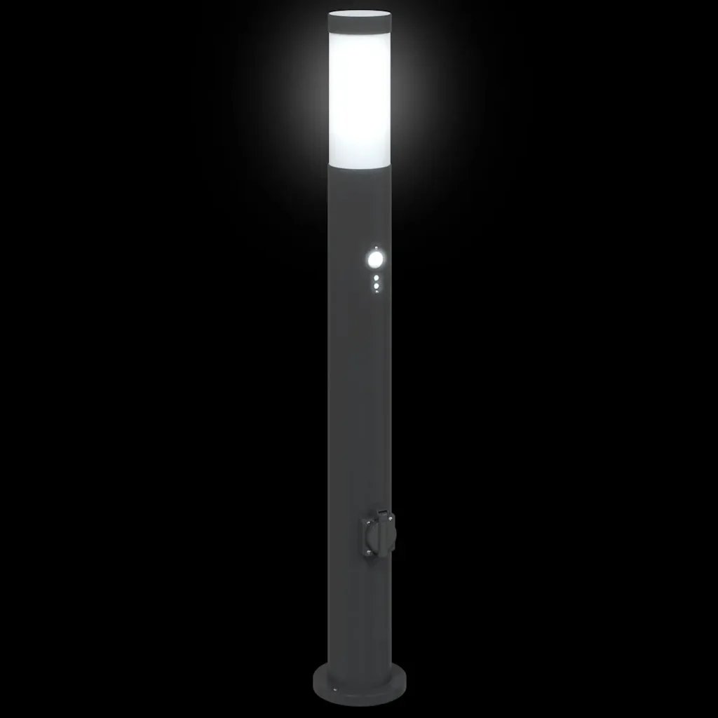 Lampada a paletto con sensore e presa 80 cm Acciaio Inox IP44 4006043 - Image 6