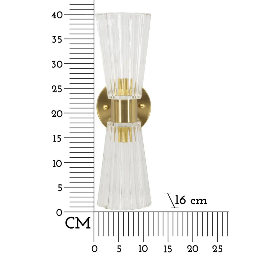 Applique da parete Praga in ferro dorato e vetro trasparente - Image 8